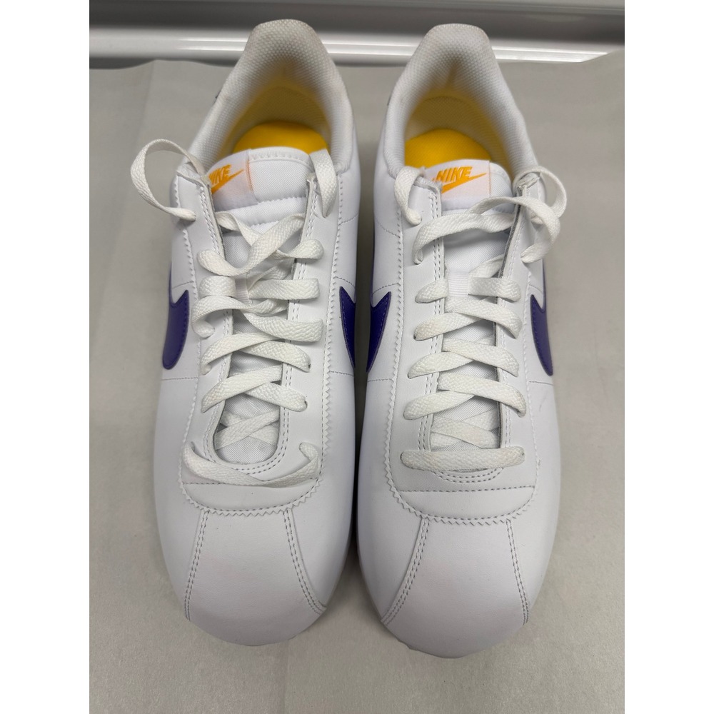 Nike Cortez Basic White Court Purple University Gold Lakers Mens Sneakers